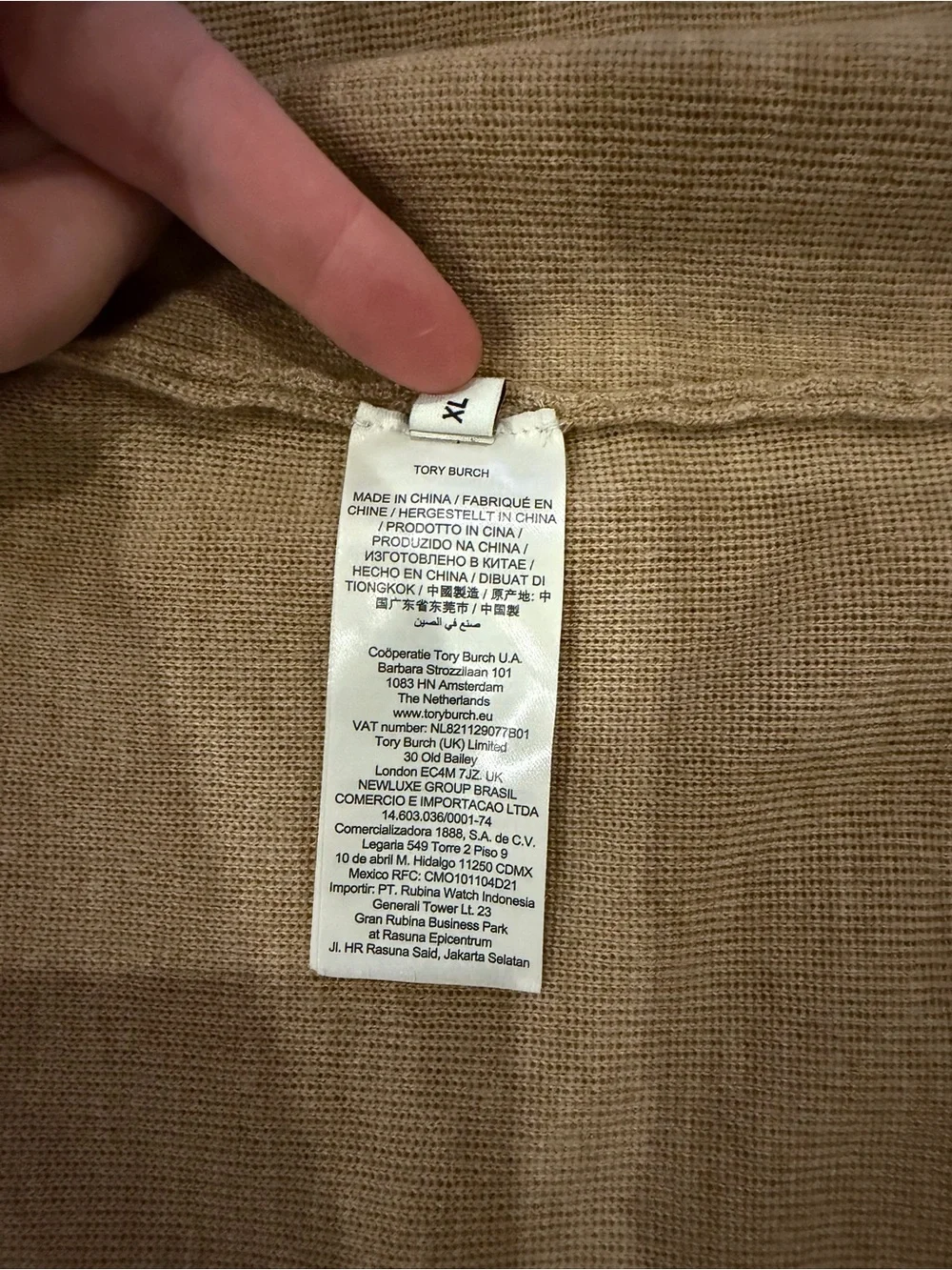 Tory Burch Kendra Cardigan Camel with Cream Trim